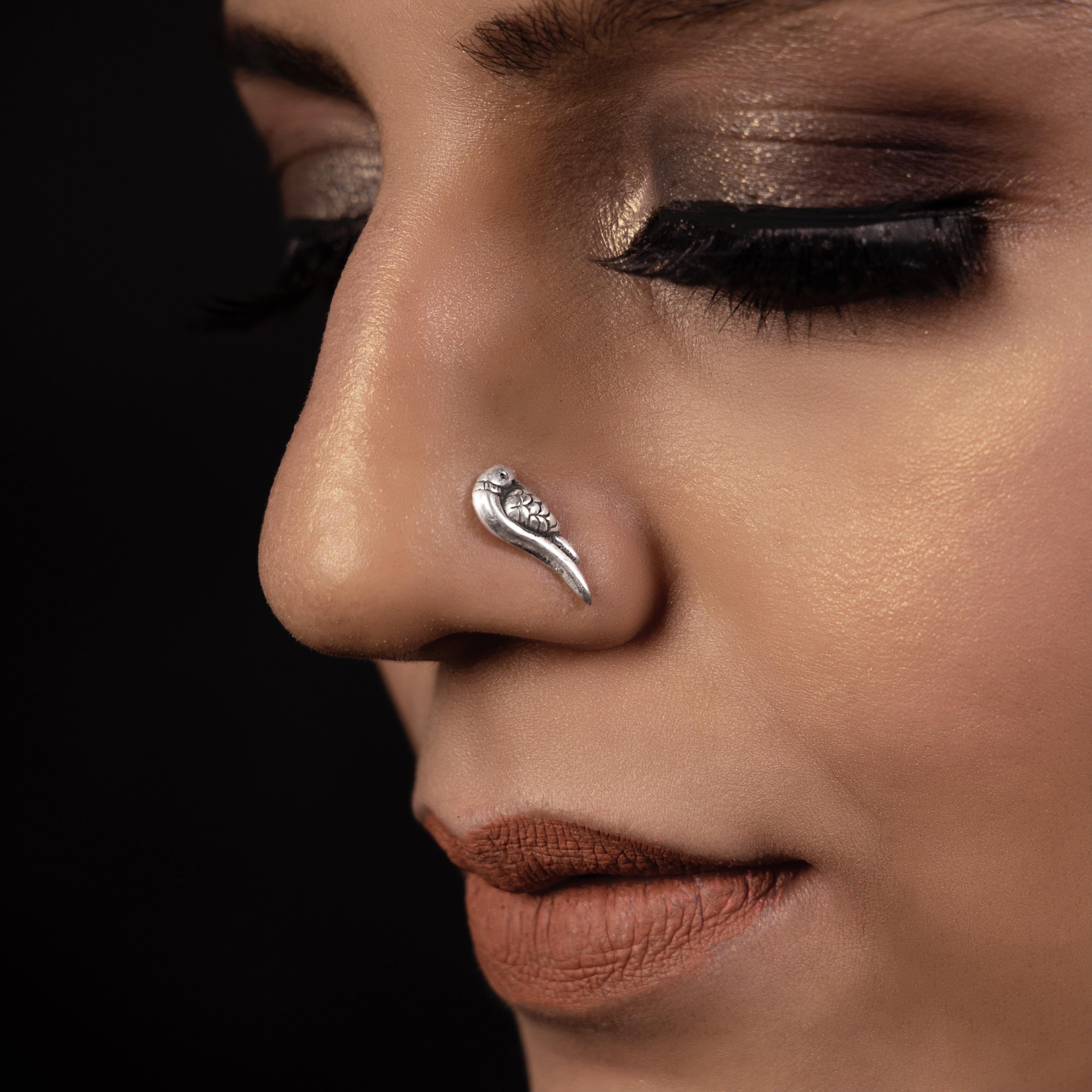 Bollywood Oxidized Silver Plated Handmade Nose Clip, Nose Pin, Nose Rings &  Stud for Women - Etsy | Nose ring stud, Nose jewelry, Nose ring