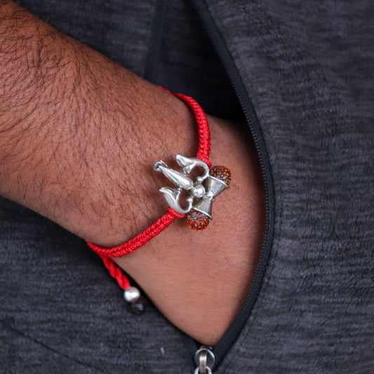 Trishul Damru Nazarbattu Bracelet( Black/Red) - Smith Jewels
