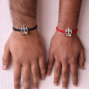 Trishul Damru Nazarbattu Bracelet( Black/Red) - Smith Jewels