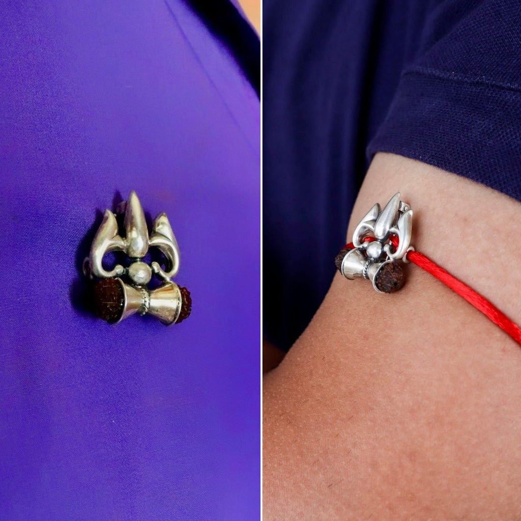 Trishul Damru Rakhi cum Brooch - Smith JewelsRakhi