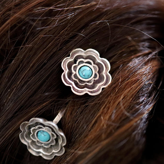 Turquoise Flower Juda pin - Smith Jewels