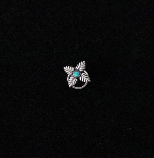 Turquoise Flower NosePin (wire or Clip-on) - Smith Jewels