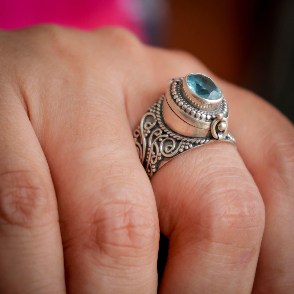 Unisex Blue Box Perfume/ Poison Ring - Smith Jewels